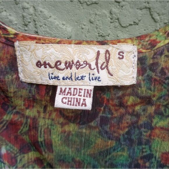 NWT ONE WORLD Bahia Green Boho Mandala Multicolor Shirt Wrap Around Belt Small - Picture 8 of 13